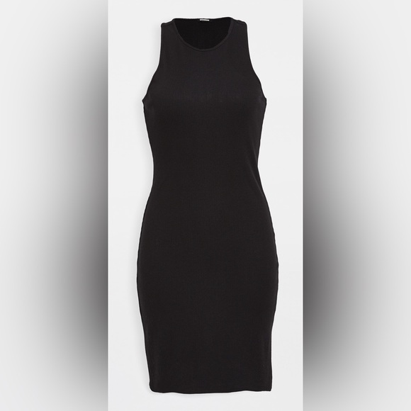 MONROW Rib Racer Tank Dress in Black - Picture 1 of 4
